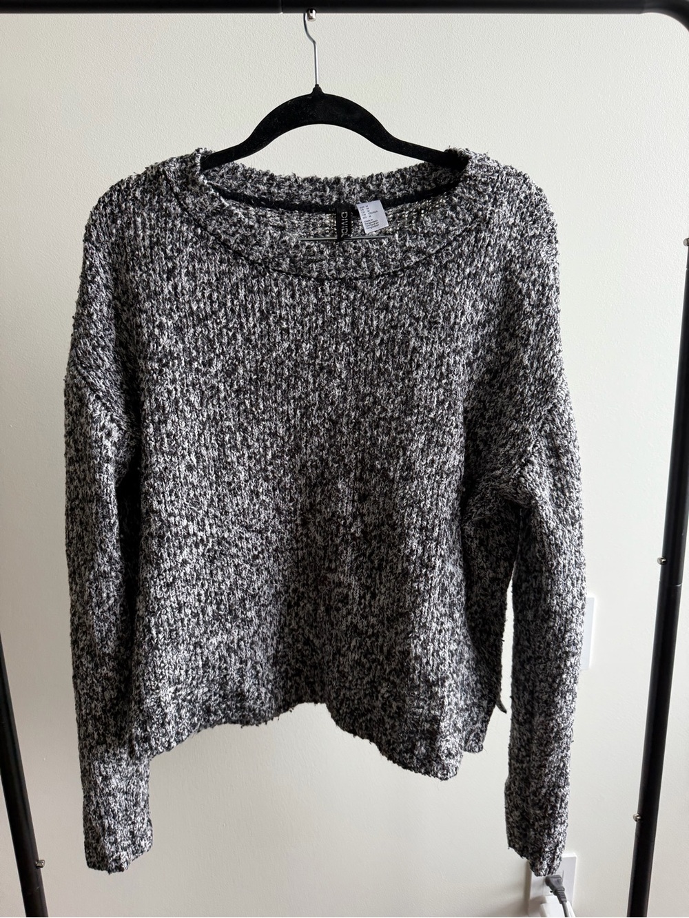 H&M Divided Black & White Marled Chunky Knit Oversized Sweater Size M - Picture 3 of 10